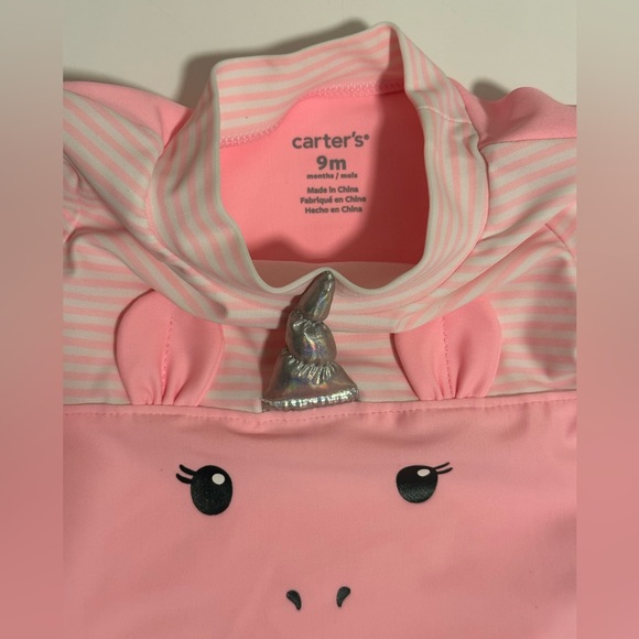Carter's Baby Girl Pink Unicorn 2-Piece Rashguard Swim Set 9 Months - Picture 3 of 5